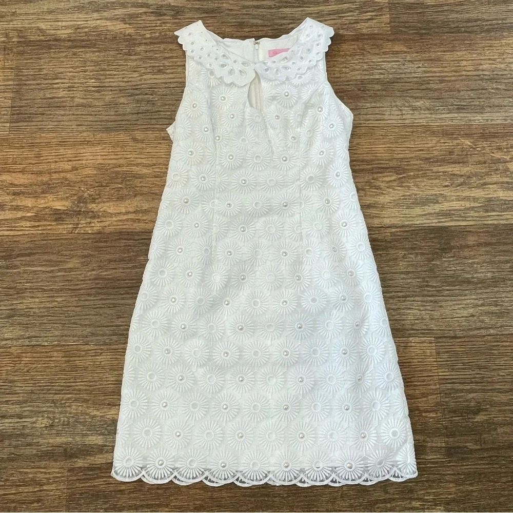 Lilly Pulitzer Nicci Pinwheel Pearl Embellished Sheath Dress Size 0 - Picture 3 of 8